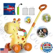 Giraffe Bubble Lawn Mower for Toddlers, Automatic Bubble Machine Maker for Ki