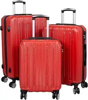 [Trendyshop365] Travel Suitcase and Suitcase Set Hard Shell Dallas 4 Wheels Combination Lock, red, Kofferset 3-teilig, Suitcase Set, Red, Kofferset 3-teilig, Suitcase Set