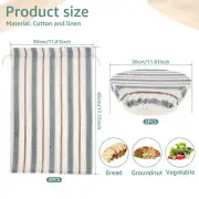 2Pcs Drawstring Bread Bag with Bowl Cover Linen Bread Storage Bag Reusable .t