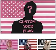 HUFYVIR Personalized Pink American Flag 3X5 FT with Custom Pictures or Text, Pink Fabric Customized Made for Home Decor, Car, Room, Wall, Yard, Tent or School