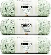 Caron Simply Soft Speckle White Sage Yarn - 3 Pack of 5oz/141g - Acrylic - #4 Worsted (Medium) - 235 Yards - Knitting & Crochet