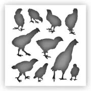 Chicks Chickens Hens Stencil - Choose a Size - Laser-Cut Reusable Plastic