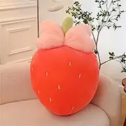 3D Strawberry Plush Cushion, Strawberry Decorative Cushion Pillow, Throw Cushion Bedroom Sofa Decoration, Strawberry Pumpkin Decorative Cushion, Filled Toys (Red, 25 cm)