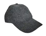 NEW BROOKS BROTHERS Black Gray HERRINGBONE Pattern Baseball Cap Hat S/M L/XL