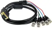 VGA to 5 BNC RGBHV Cable Bidirectional Intercommunication Coaxial High Resolution Adapter Cord for HDTV and Projectors