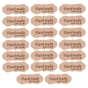 20pcs Handmade PU Leather Label with Love Sew Tag Embellishment Beige