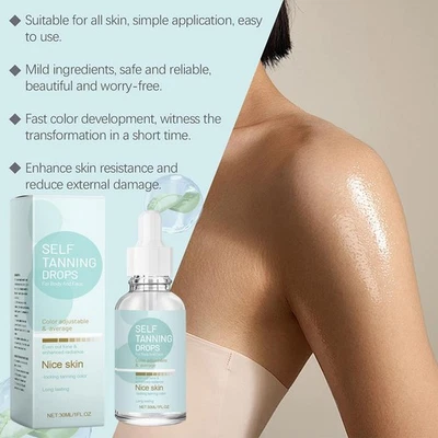 Self Tanning Drops Unique Sun-aiding Ingredient Natural Unisex 30ml D3P7 I8Y5