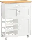 SoBuy Kitchen Trolley, Kitchen Island with Wine Racks, Portable Workbench, Servi