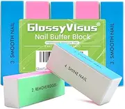 GlossyVisus 4 Way Nail Buffer Blocks,4 in 1 Shine Polishers and Buffing Nail Files for Manicure, Nail Care Tool DIY&Salon Use (5PCS)