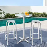 Outdoor Setting Bistro Set Bar Table Stools Aluminium Pole Rust Resistant Silver
