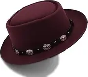 [SLEDEZ] Jazz Cap Men's and Women's British Classic Bowler Hat Retro Flat Top Jazz Hat