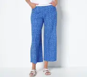 Isaac Mizrahi Live! Petite Mixed Print Pebble Pants Blue petite XL