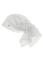 Maison Michel Paris Riri Embellished Mesh Head Scarf - White ONE SIZE