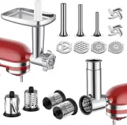 Meat Grinder & Stainless Steel Slicer Shredder Attachment for Silver