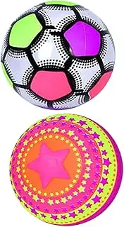 Parliky 2Pcs Glowing Plastic Football Fun Glow Soccer Balls for Teens for Training and Outdoor Play Random Styles Bright Luminous Design Durable Sports