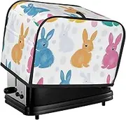 Colorful Bunny Print 2 Slice Toaster Cover Fingerprint Bread Maker Protectors,Kitchen Small Appliance Dust Cover