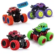 4 Pcs Monster Truck Toys For Boys Girls, Friction Powered Push And Go Car Toy For Kids Christmas Birthday Gifts, Inertia Vehicle Set Educational Toy For 3 4 5 6 7 8 Year Old Boy Girl (4 Color)