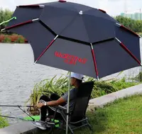 在飛比找樂天市場購物網優惠-遮陽傘沃鼎2.4/2.2米雙層釣魚傘大釣傘萬向防雨加厚遮陽防