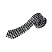 Mens Black & White Mosaic Print 5Cm Skinny Neck Tie