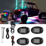 4 Pod RGB LED Rock Light Kit Underglow Lamp Offroad Truck bluetooth APP Control