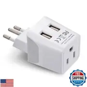 Ceptics Brazil Travel Adapter Plug With Dual USB - USA Input - Type N - Ultra