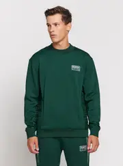 GUESS Green Gaston Crew Neck Jumper Size: Large, Elastane