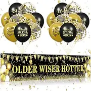 OLDER WISER HOTTER Door Decoration (Black and Gold)