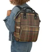 Heritage Brown Multi Plaid Traditional Multifunctional Diaper Backpack
