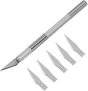 Professional Stainless Steel Precision Knife Hobby Knife Razor Tool with 5 Spare Blades for Phone PC Tablet Drone Repair DIY Art Work Cutting Caving Knife Sculpture etc.