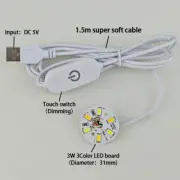 1.5m Line Length DC 5V USB LED Lights 3 Colors 3W 10W Desk Book Lamp with Touch