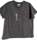 NWOT WonderWink Unisex Scrub Top Size Small - Pewter - Arkansas Razorbacks