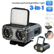 Sensor COB LED Headlamp Cap Clip Light USB Rechargeable Head Flashlight Built-in