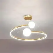 TONFON Golden Spiral Chandelier Linear Metal Pendant Light with Spherical Shade, Modern LED Lighting Hanging Light for Kitchen Island Living Room Bedroom Bedside Dining Room Hallway Ceiling Light Fixt