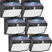 Peasur 6 Pack Solar Lights Outdoor Motion Sensor Solar Security Lights Waterproof with 3 Lighting Modes, Black, 4.1 x 3.3 x 1.7 Inches, Outdoor Solar Powered Wall Lights for Garden, Fence, Yard, Patio