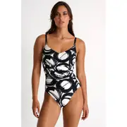 SHAN Classic One-Piece Swimsuit With Front Ruching in Print at Nordstrom, Size 14