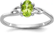 [JewelryWeb] 14k White Gold Polished Peridot Ring Size 6 Band Style-Ring for Women
