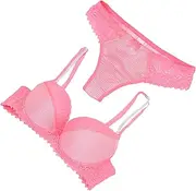 [BESTYASH] 1set Elegant Lady Underwear Set Comfortable Matching Panty Breathable for Valentine Day Special Occasions Pink