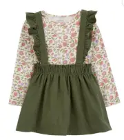 NEW 12 Months 2pc Carter's Jumper Dress Set Floral Corduroy Girl’s Size 12m NWT