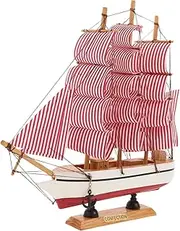 OHPHCALL Authentic Mediterranean Sailing Boat Model Wooden Nautical Decor Coastal Home Ornament Random