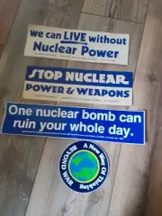 ANTI NUCLEAR WAR PROTEST BUMPER STICKER LOT 1970S HIPPIE PUNK STICKERS