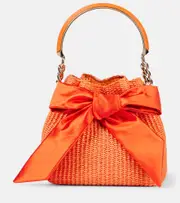 [Jimmy Choo] Jimmy Choo Bon Bon bow-detail raffia bucket bag One Size orange
