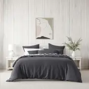 Bianca Kahlani Charcoal Waffle Quilt Cover Set King