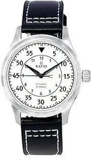 [RATIO] Pilot Watch Leather Strap Skysurfer Series Sapphire Crystal Automatic NH38A Movement 200M Water Resistant Watch for Men