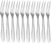 Hoement 12pcs Seafood Forks Portable Stainless Steel Appetizer Forks for Travel Ergonomic Design Shiny Finish for Parties and Outdoor Dining