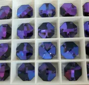 Swarovski 3260 16mm Octagon, 2-hole, Sew-On Connector Stone, Heliotrope (2pcs)