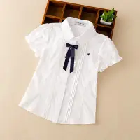 在飛比找Yahoo!奇摩拍賣優惠-兒童短袖白襯衫 女童短袖白襯衫 短白襯衫 白色襯衫 韓版女童