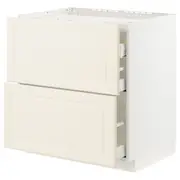 METOD / MAXIMERA base cab f hob/2 fronts/3 drawers, white/Bodbyn off-white, 80x60x80 cm