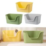 Cat Litter Box Open Top Pet Litter Tray Large Space Portable Cat Sand Box with