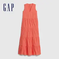 在飛比找蝦皮商城優惠-Gap 女裝 簡約素色開領洋裝-粉橘色(583034)