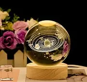 3D Crystal Ball USB LED Table Lamp, USB, LED Light, Home Decor, Gift Idea. (Solar System)